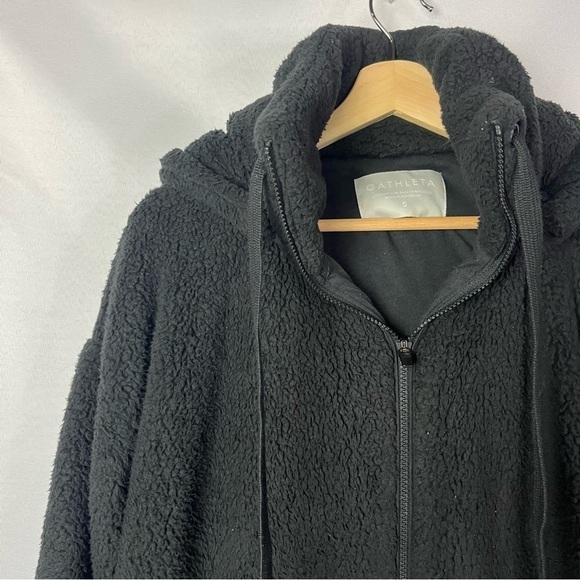 Athleta Black Tugga Full Zip Mid Length Sherpa Jacket S $168 - Picture 4 of 6